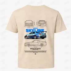 Camiseta Masculina Skyline Estampada JDM Algodão Premium Confortável