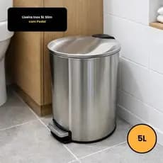Lixeira Inox 5 Litros Slim Com Pedal Aço Inoxidável Resistente Design Moderno Prática