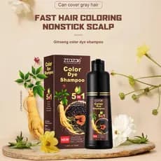5 Em 1 Tintura De Cabelo Shampoo Extratos De Plantas Cobertura Cinza Coloração Rápida Sem Mancha De Couro Cabeludo
