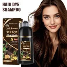 Shampoo Tintura Capilar 500ml Castanho Escuro | Gengibre , Polygonum Multiflorum E Ginseng 3 Em 1 , Noz Marrom