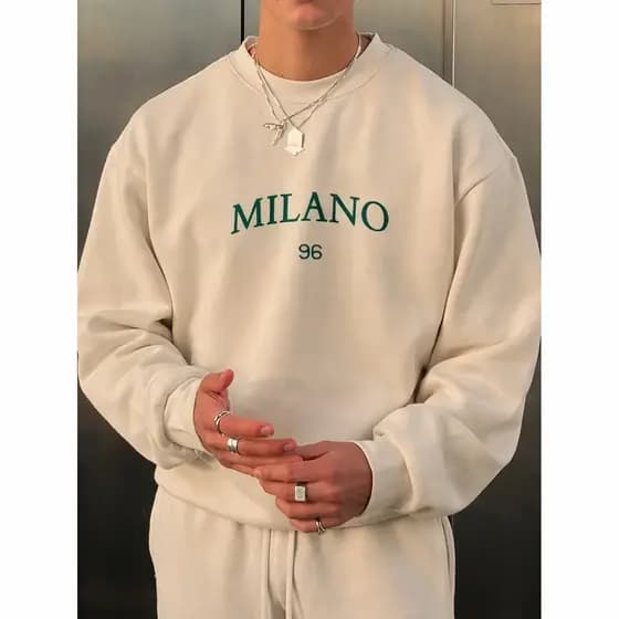 Moletom gola redonda Oversized  Milano 96 Estilo Minimalista Premium