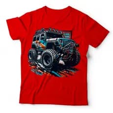 Camiseta Jeep Off-Road 4x4 Vermelha Unissex – Estampa Radical para Aventureiros