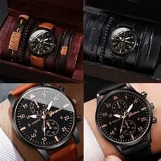 Relógio Masculino De Quartzo Com Pulseiras Kit Elegante Casual Estilo Luxo Presente Masculino