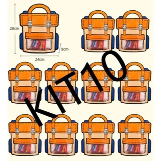 KIT10 Saco selado em forma de mochila de cartoon, saco de lanche portátil para crianças.(kit10 roxo p)