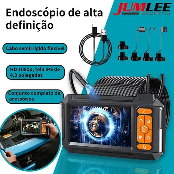 Endoscópio Industrial 1080P Tela 4.3" Inspeção Automotiva Tubos, À Prova D'água IP67 sonda de inspeção industrial
