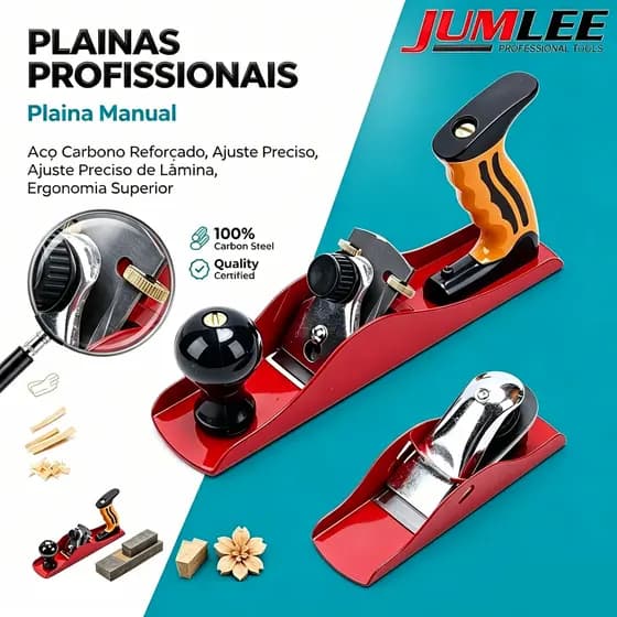 Plaina Manual Profissional para Madeira Marcenaria Ajustável Aço Resistente Carpintaria Pequena Média