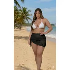 Saida de Praia Saia Plus Size Rendado Sainha Ajuste Na Cintura Tricot Verão