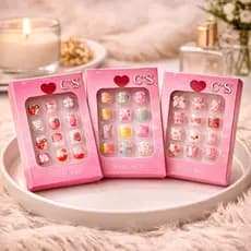 Unhas Postiças Infantil Decoradas Kit Coloridas Adesivas Fácil Aplicação Seguras Criança CX 12UN