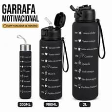 Garrafa Motivacional Academia Térmica 300ml 900ml 2L Com Marcador de Horário e Água