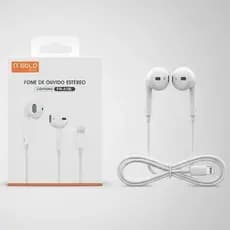 Fone de Ouvido Lightning iPhone Estéreo Gold FN-A18L Microfone Alta Qualidade 1,2m Branco
