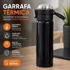Garrafa Térmica 500ml Com Canudo Tampa Trava Academia Escritório