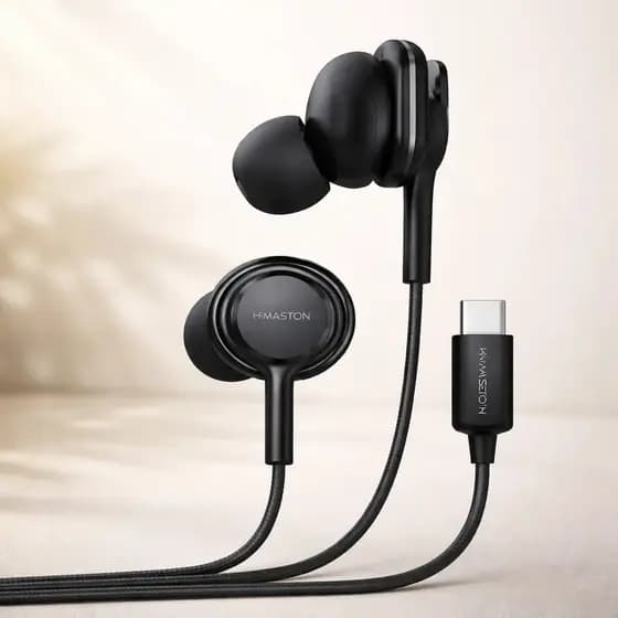 Fone de Ouvido Tipo C H’maston Bass Estéreo Com Microfone Alta Qualidade Android Celular