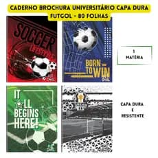 Caderno Brochura Universitário Capa Dura 1 Matéria - Fut Goal - 3B Cadernos