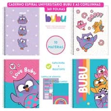 Caderno Espiral Universitário 10 Matérias 160 Folhas Capa Dura Bubu e as Corujinhas 3B Cadernos