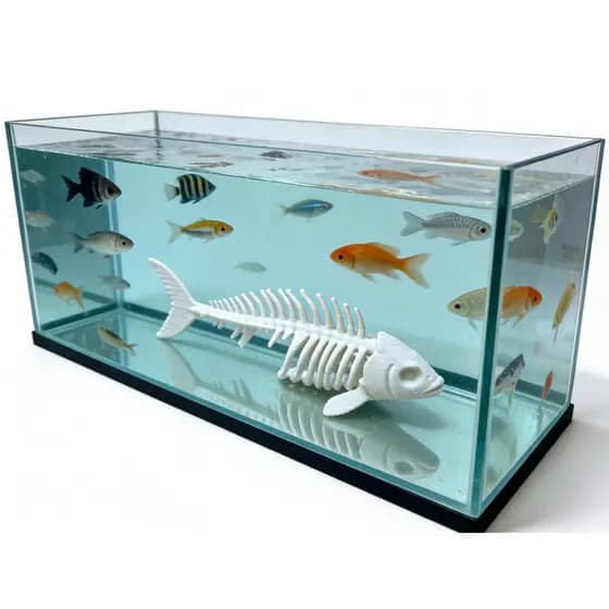 Decoração de Aquario Fossil de peixe Esqueleto de peixe