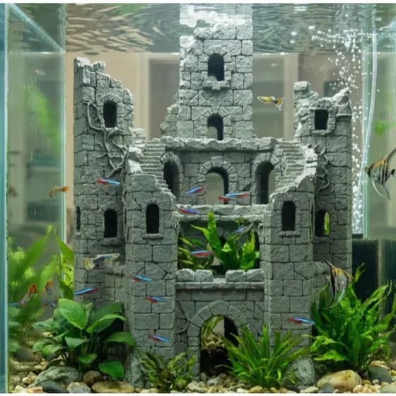 Decoração de Aquario Castelo Estilo Ruínas Medievais