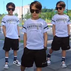Conjunto Infantil Masculino Dry Fit Premium Camiseta + Bermuda Fresquinho do 4 ao 14