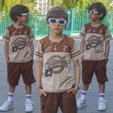 Conjunto Menino Blusa malha 100% Algodão + Bermuda Moletinho