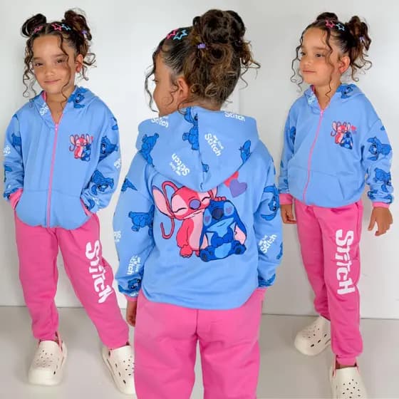 Conjunto Infantil Juvenil de Inverno Menina de Moletinho Confortável
