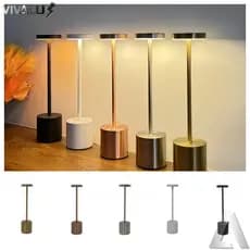 Luminária de Mesa 3 Tons Cabeceira Luxuosa Abajur Recarregável Escrivaninha LED Quarto Candeeiro USB