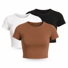 Cropped Feminino Manga Curta Tecido Suplex Premium Liso Básico Casual Versátil