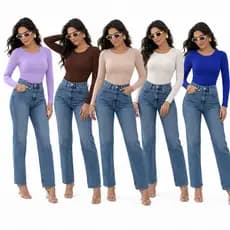 Blusa Feminina Manga Longa Gola Redonda Básica Canelada Justa Slim Segunda Pele Lisa Casual Inverno