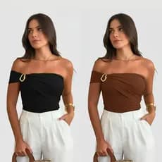 Kit 2 Body Um Ombro Só Com Fivela Orgânica Feminino Tecido Suplex Premium Reforçado Sofisticado