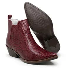 Botina Bota Country Masculina Bico Fino Couro Legitimo