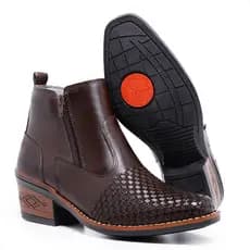 Bota Masculina Country em Couro Trice Artesanal Legitimo Com Ziper