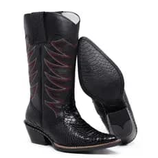 Bota Texana Masculina Bico Fino em Couro Legítimo Anaconda