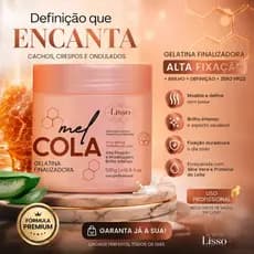 Gelatina Finalizadora Mel Cola Alta Fixação Para Cachos Crespos e Ondulados Lisso Cosméticos 500g