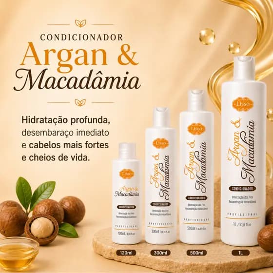 Leave-In de Argan e Macadâmia Reposição de Massa Capilar Lisso Cosméticos