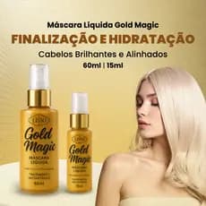 Máscara Capilar Líquida Gold Magic Hidratação e Finalização Lisso Cosméticos 60ml