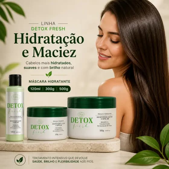 Máscara Hidrantante Desintoxicação Capilar Detox Fresh Lisso Cosméticos