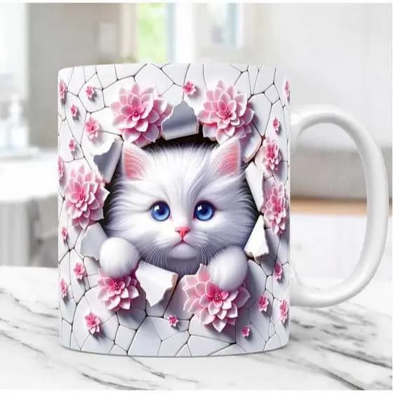 Caneca Gatinho personalizada impressão realista / caneca ceramica/ caneca estilo 3d Gatinho