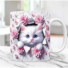 Caneca Gatinho personalizada impressão realista / caneca ceramica/ caneca estilo 3d Gatinho