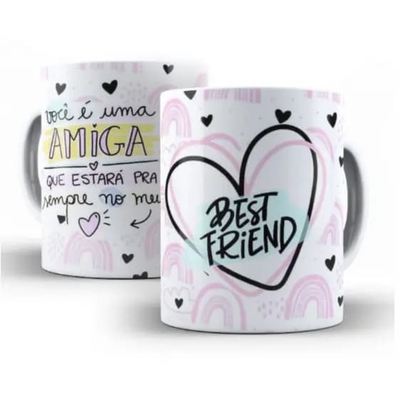 Caneca para Amiga Personalizada de Porcelana Presente Melhores Amigas Xícara Irmã Prima