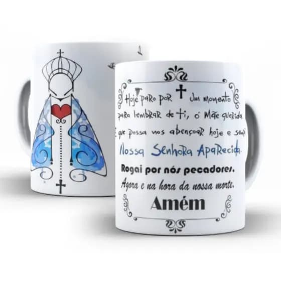 Caneca Nossa Senhora Aparecida Personalizada de Porcelana para Presente Xícara