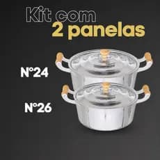 24 e 26 Kit de Panelas em Alumínio Batido Fundido Grossa - 2 unidades nº 24 e 26 cm