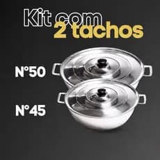 Kit com 2 tachos nº45 e nº50 em alumínio fundido batido grosso