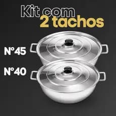 Kit com 2 tachos nº40 e nº45 em alumínio fundido batido grosso