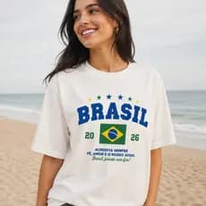 Camiseta Feminina Brasil Copa Camisa Roupa Blusinha Futebol Blusa Algodão Brazil Torcida