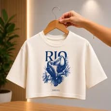 Blusa Cropped Estampada Oversized Algodão 100% Confortável Natureza Moda