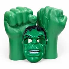 Kit 2 Luvas e Máscara Do Hulk Brinquedo Infantil Acessório Fantasia Herói Meninos