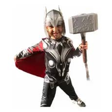 Fantasia Do Thor Longa Com Enchimento, Mascara E Martelo Roupa Infantil