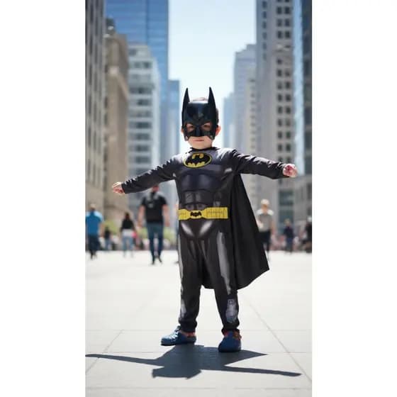 Fantasia Infantil Batman Com Capa Máscara Meninos Festa Aniversário Longo e Curto