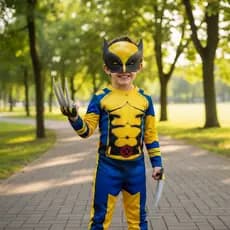 Fantasia Infantil Wolverine X-Men Com Máscara E Garras Plástico Festa Aniversário Meninos