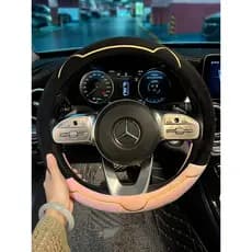 Capa de volante do carro quatro estações Universal inverno pelúcia Interior do carro alça capa protetora High-End D-tipo