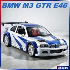 1 : 24 BMW M3 GTR E46 Diecast Alloy Model Toy Car Sound Light Pull Back Amigo Das Crianças Presentes De Aniversário