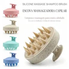 Palha de trigo Silicone shampoo escova de massagem molhado seco couro cabeludo limpeza pente Anti-coceira desengordurant